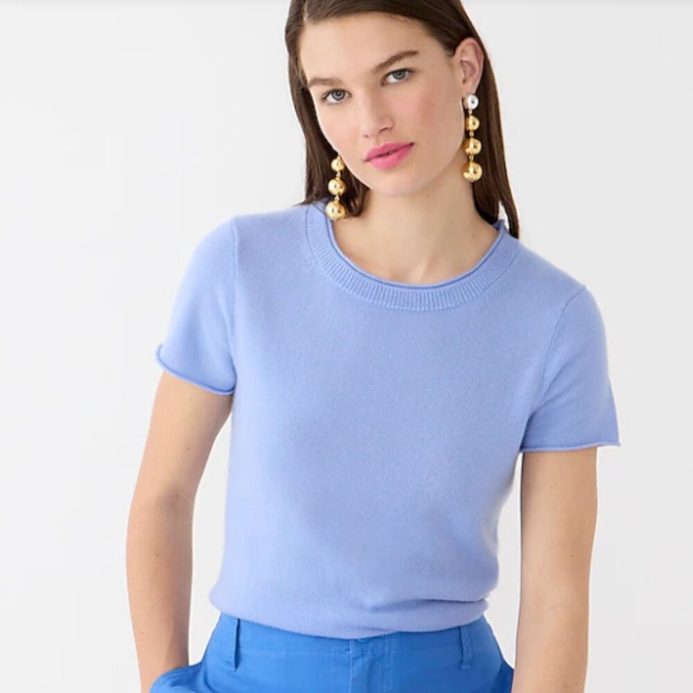 NEW NWT J. Crew Relaxed Cashmere T-shirt Color: Pale Seascape